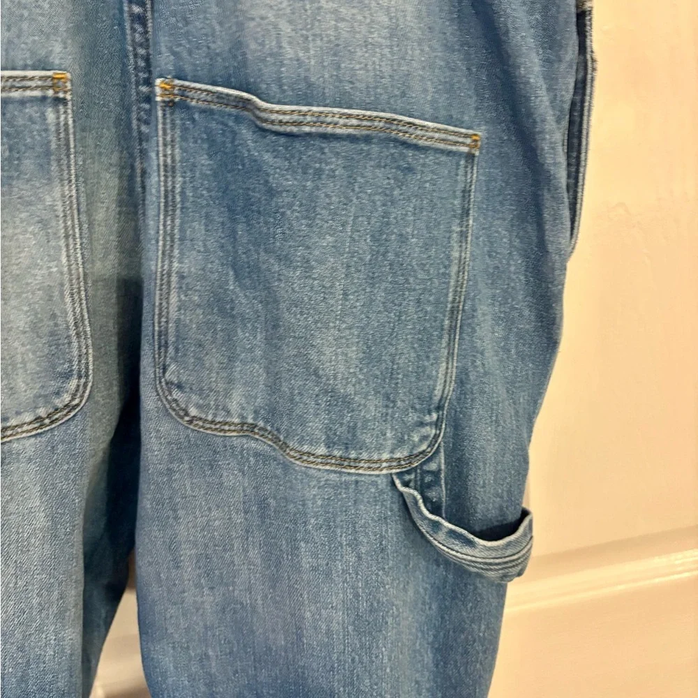 Frame Le Garçon Crop Boyfriend Distressed Denim Overalls - Picture 5 of 9